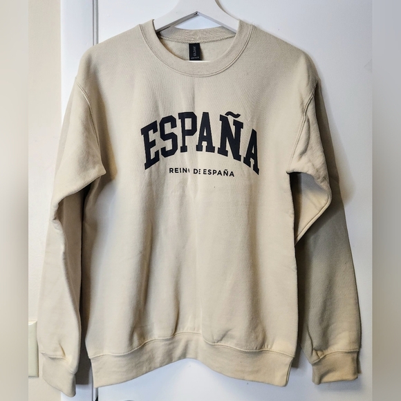 Spain Adult Unisex Crewneck Sweatshirt In Sand Size S. - Picture 2 of 12